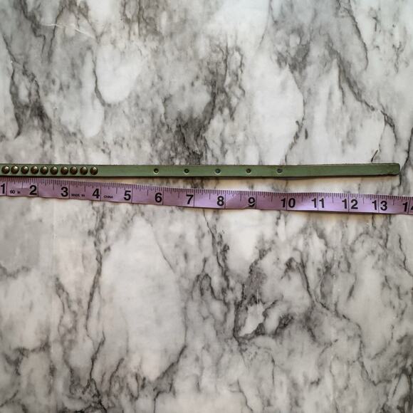 Leather Double Wrap Brass Tone Studded Skinny Belt Turquoise - Picture 3 of 8